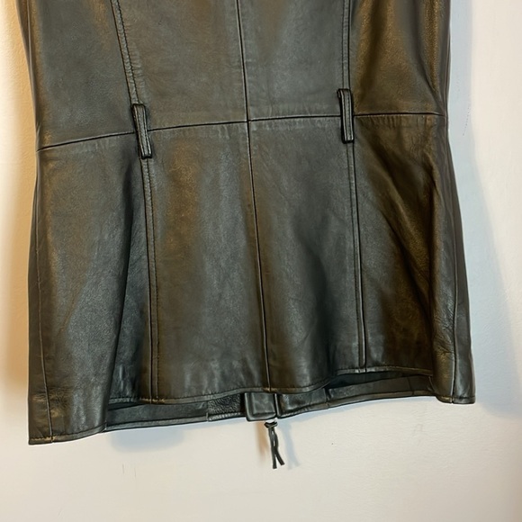 INC International Concepts Black Leather Moto Cargo Vest size S - Picture 10 of 14
